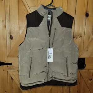 River Trail Khaki Puffer Vest Men's Large Full Zip Insulated Winter NWT
